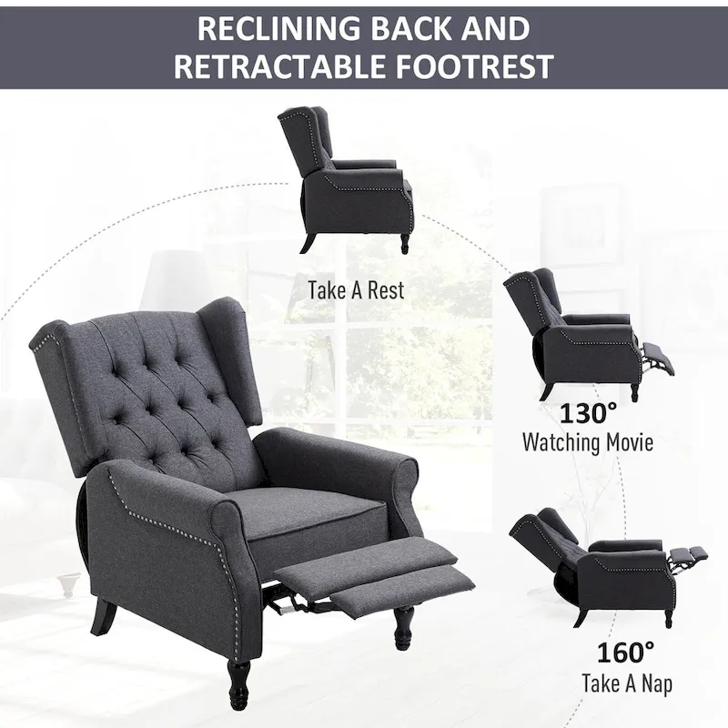 Grey Modern 26 Tufted Recliner Chair