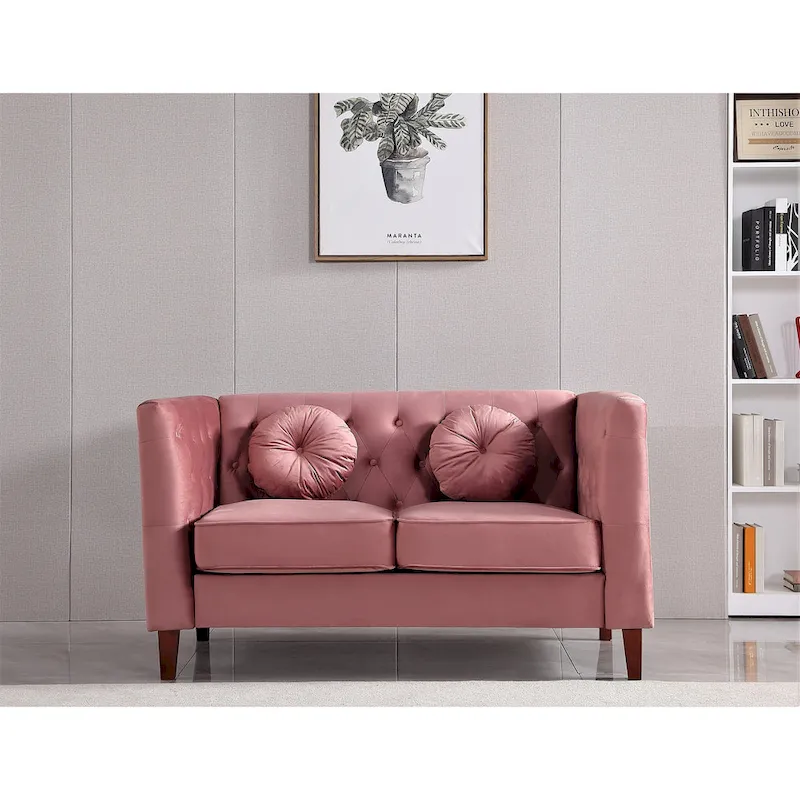 US PRIDE FURNITURE Velvet Classic Chesterfield 2 pieces Living Room Sets, Sofa and Lovesat