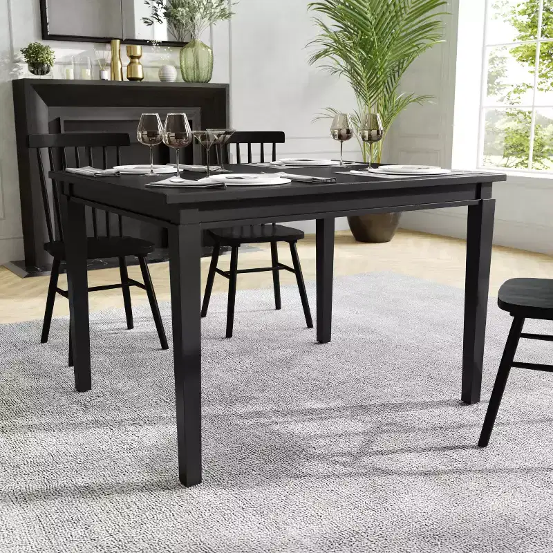 Solid Wood Dining Table, Commercial Grade Heavy Duty Rectangle Wood Table for 4