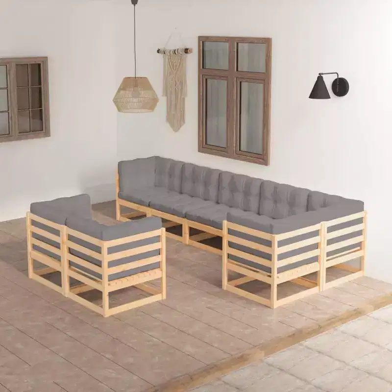 vidaXL Patio Lounge Set Natural wood