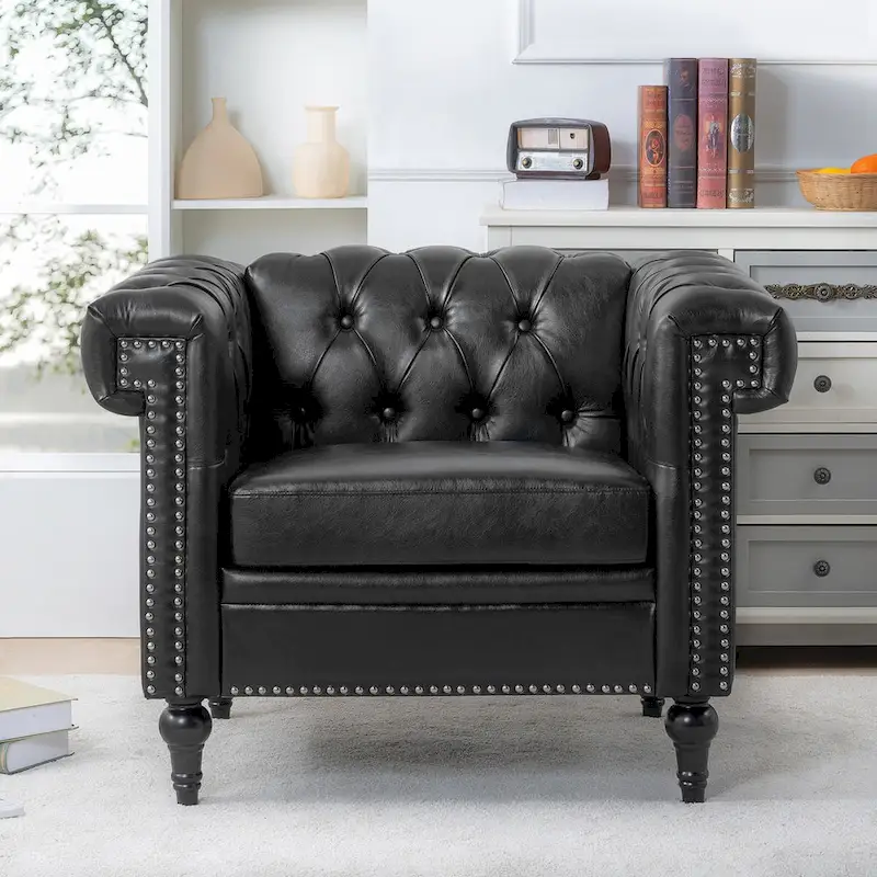 PU Leather Accent Chairs Living Room Arm Chairs