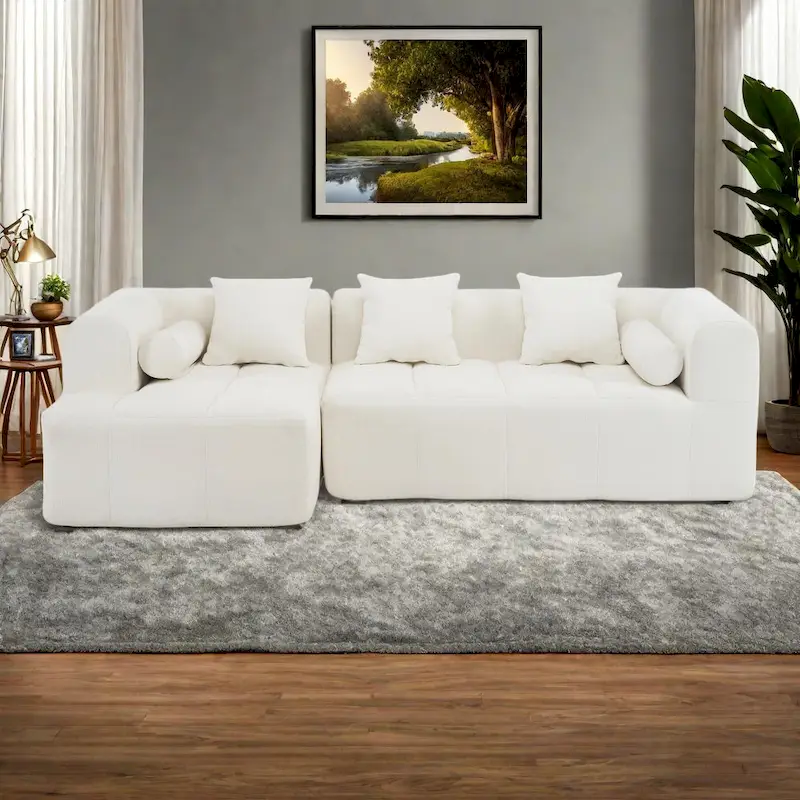 101.2 Chenille Modular Sectional Sofa with Deep Seating, Free-Combined Design and High-Density Foam Construction