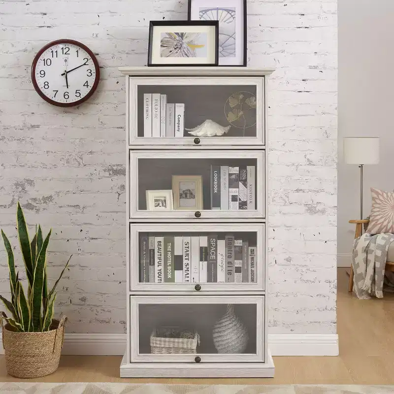 4-Shelf Bookcase for Books and CDs, Storage Organizer for Living Room, Hallway & Office