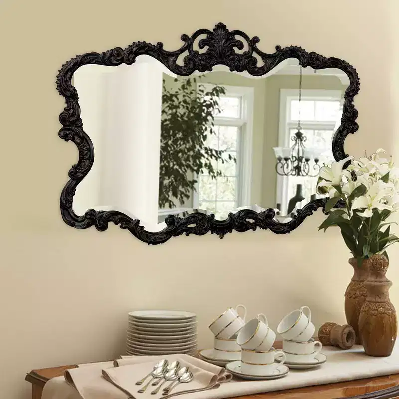 40"X30" Rectangular Iron Framed Wall Mirror With Mottled Silver Finish