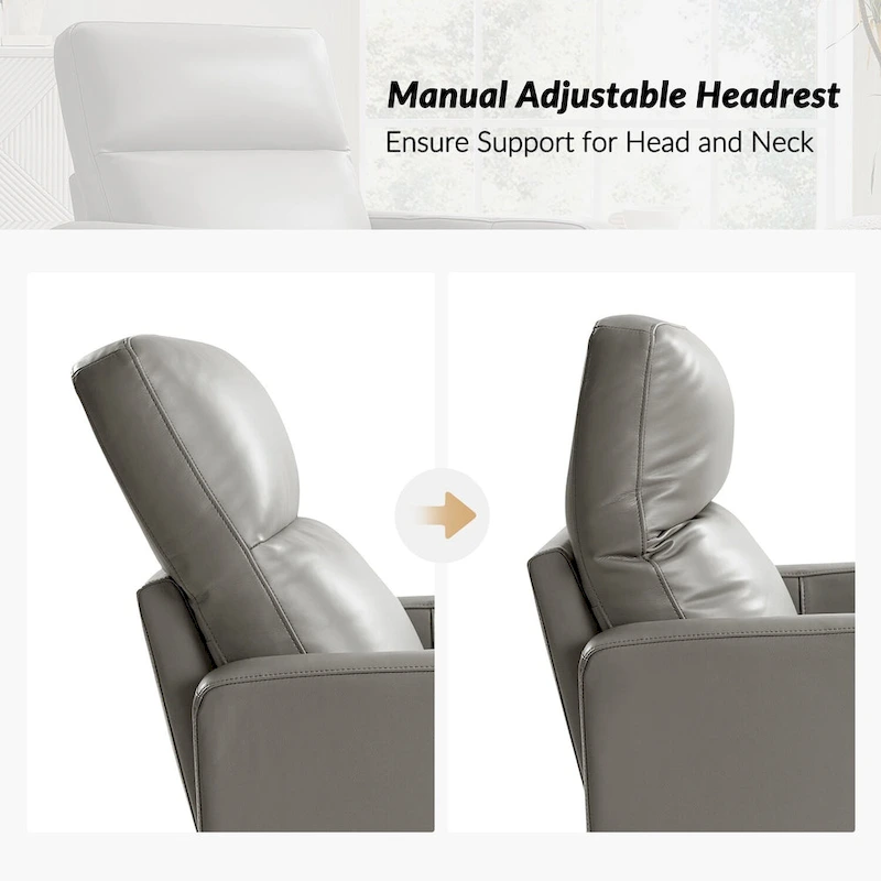 Josefa Modern Genuine Leather Swivel Rocker Recliner by Hulala Home