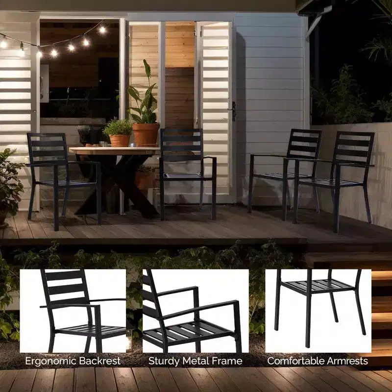Patio Steel Square 4-Person Dining Set