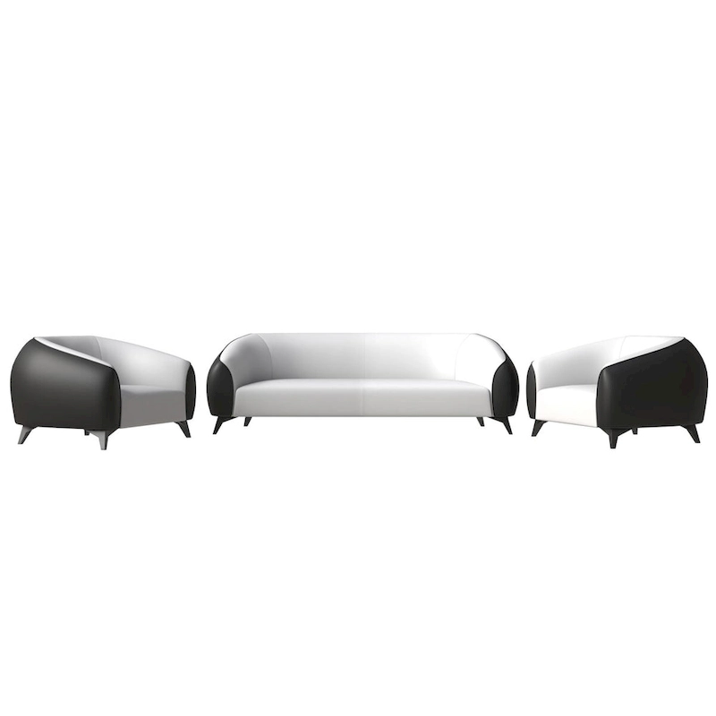 3-Piece Sofa Set Upholstered PU Leather with Solid Wood Frame and Steel Legs Opula Series by LeisureMod