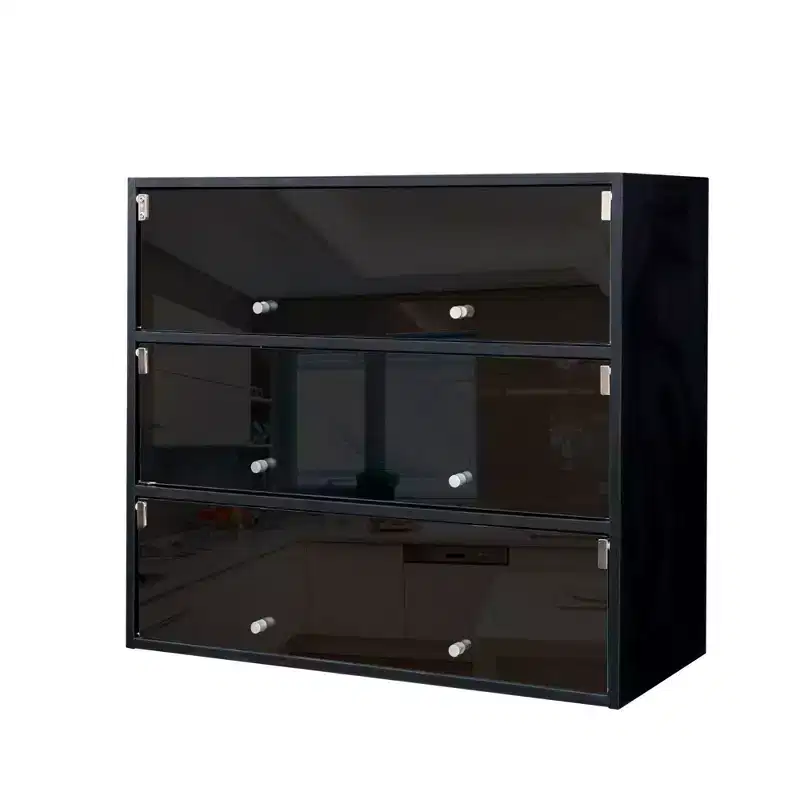 Shoe Cabinet with Three Glass Doors, Shoe Storage with Metal Handle, Shoe Cabinet Storage for Entryway, Living Room