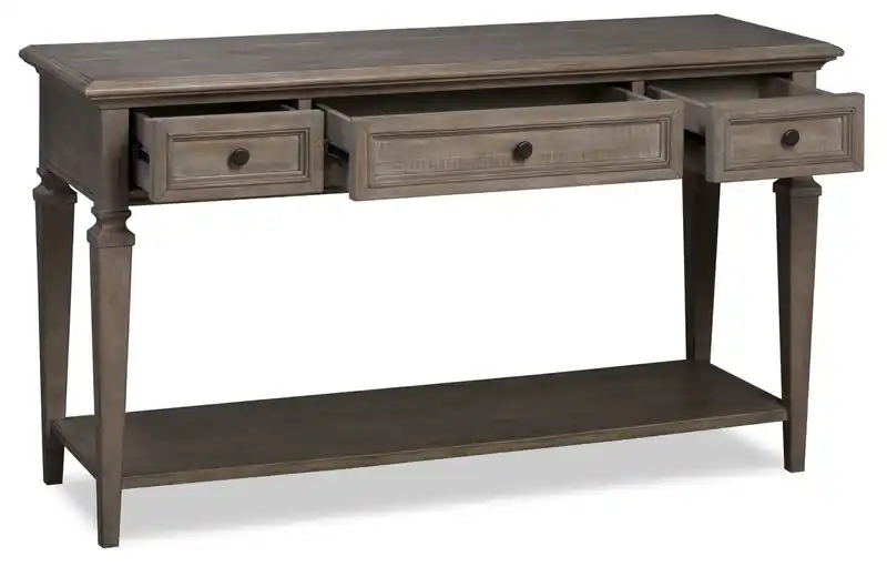 50 Traditional Sofa Table with Storage and Shelf - Grey and Bronze Pine