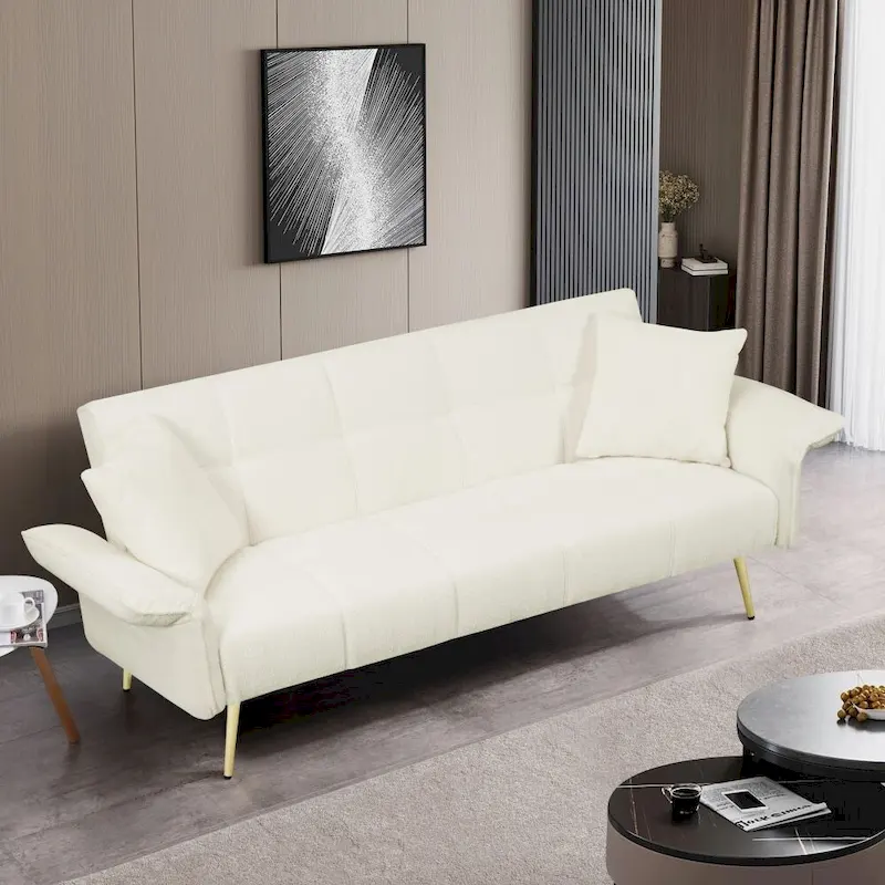 Modern 70-Inch Teddy Fleece Convertible Futon Sofa bed