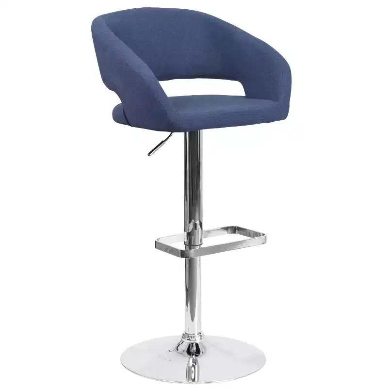 Merrick Lane Modern Bar Stool Rounded Mid-Back Stool With Height Adjustable Swivel Seat