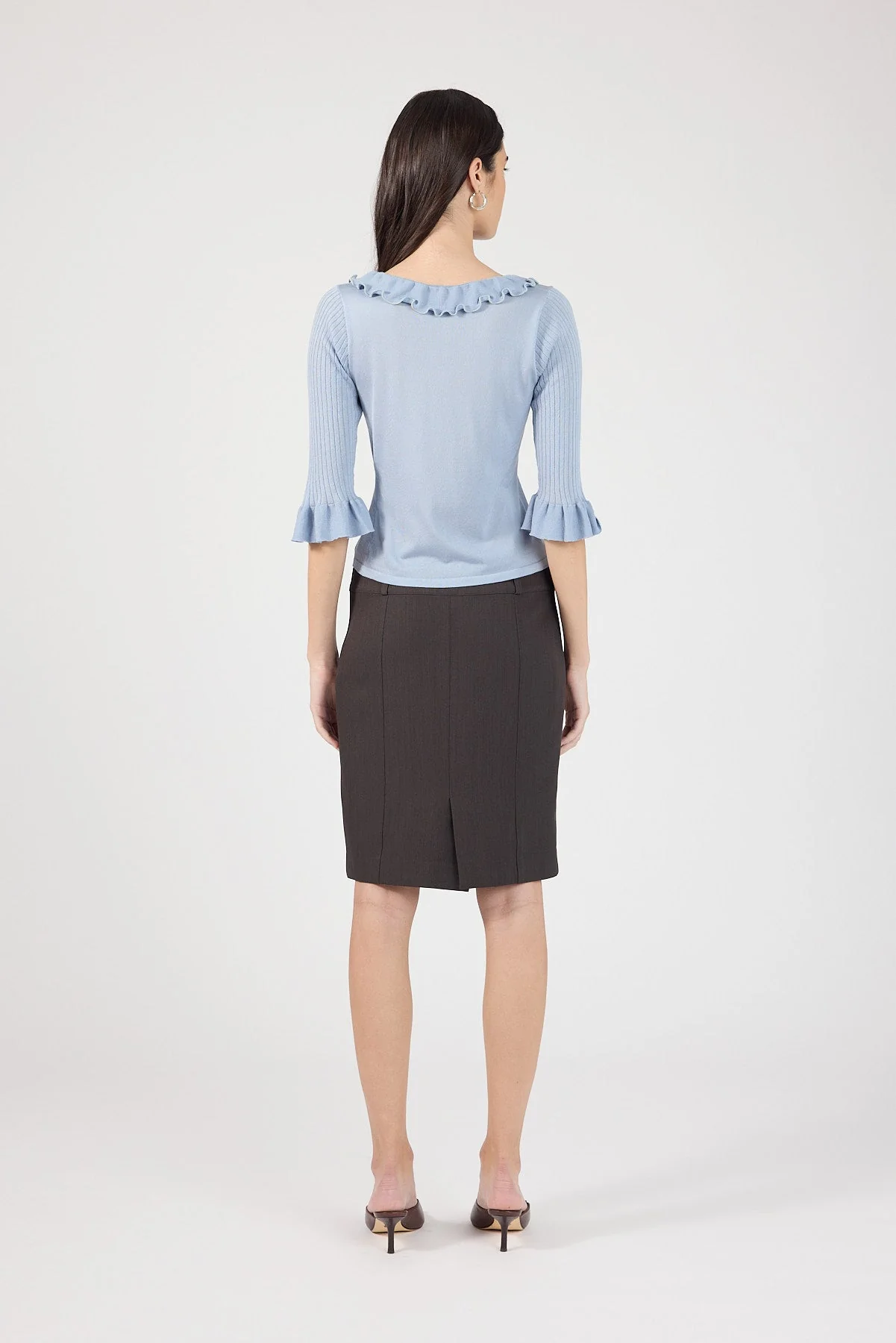 3/4 Sleeve Knit Top Grey
