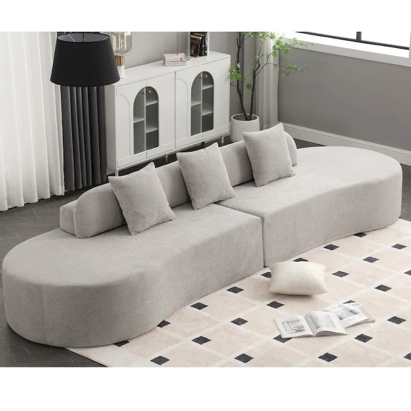 Modern Curved Terrycloth Fabric Combination Sofa No Assembly Required