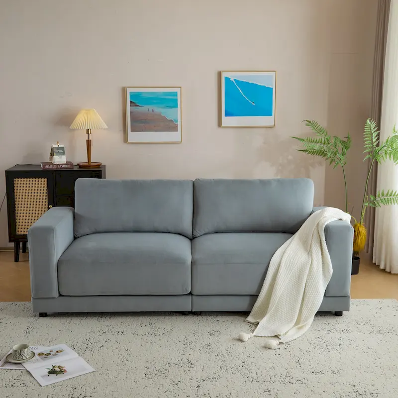 Christopher Knight Home - Grace 81 Modern Upholstery Sofa Loveseat with Square Arms