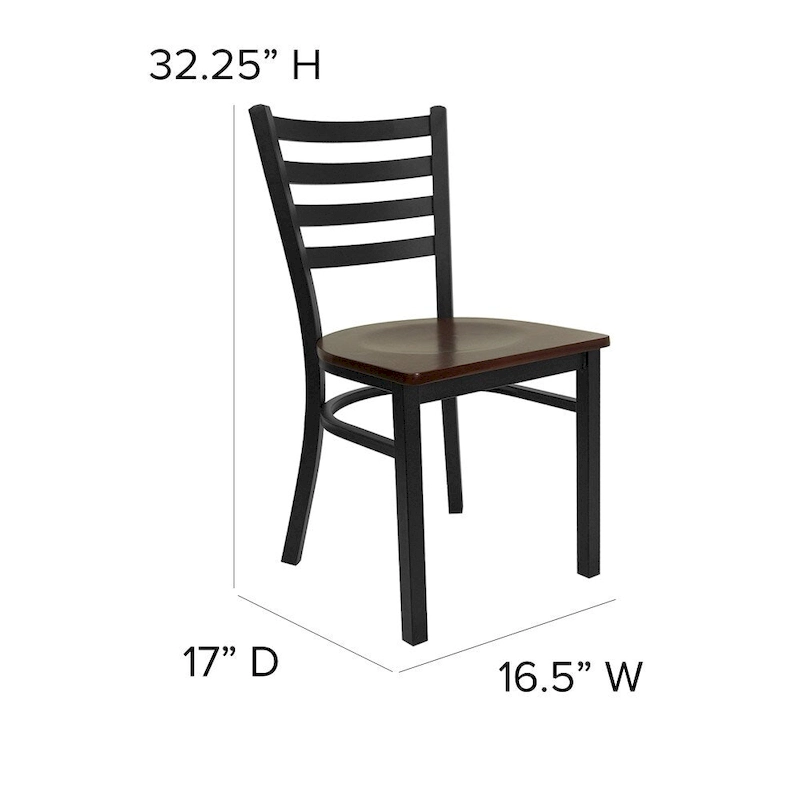 2 Pack Ladder Back Metal Restaurant Chair - 16.5W x 17D x 32.25H - 16.5W x 17D x 32.25H