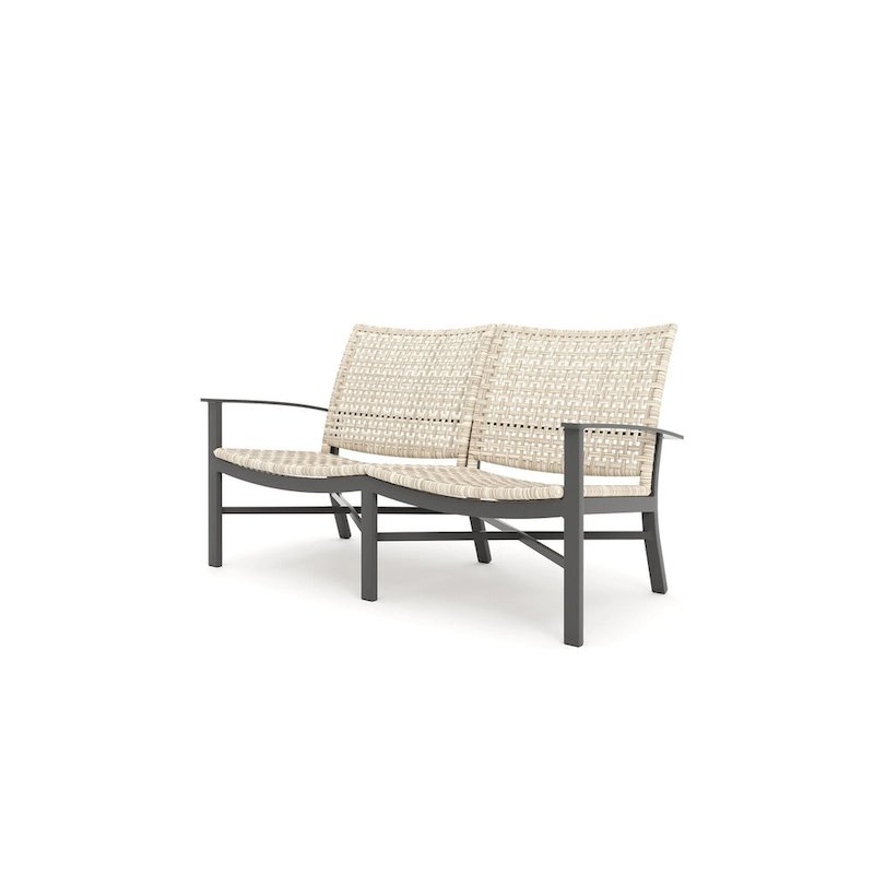 Winston Jasper Textured Pewter with Beechwood Weave Loveseat