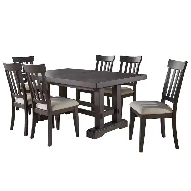 Steve Silver Co. 7pc Napa Dining Set Dusky Cedar: Rectangle Table, Upholstered Chairs, Veneer Finish