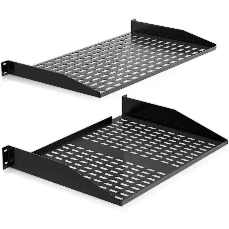 Heavy-Duty Server Rack Shelves for Easy Organization with Adjustable Depth, Sturdy Steel Construction, Black Finish