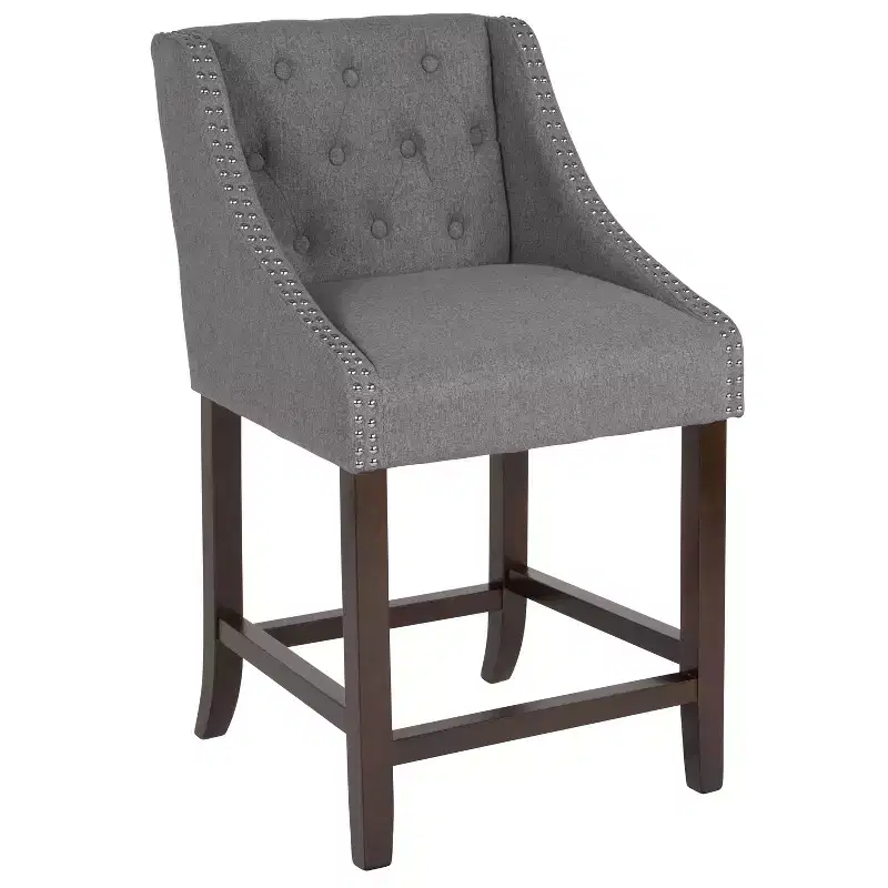 Emma and Oliver 24H Transitional Tufted Walnut Counter Stool