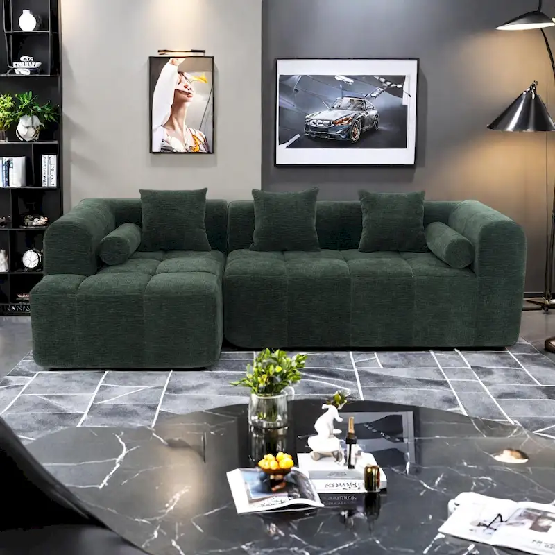 101.2 Chenille Modular Sectional Sofa with Deep Seating, Free-Combined Design and High-Density Foam Construction