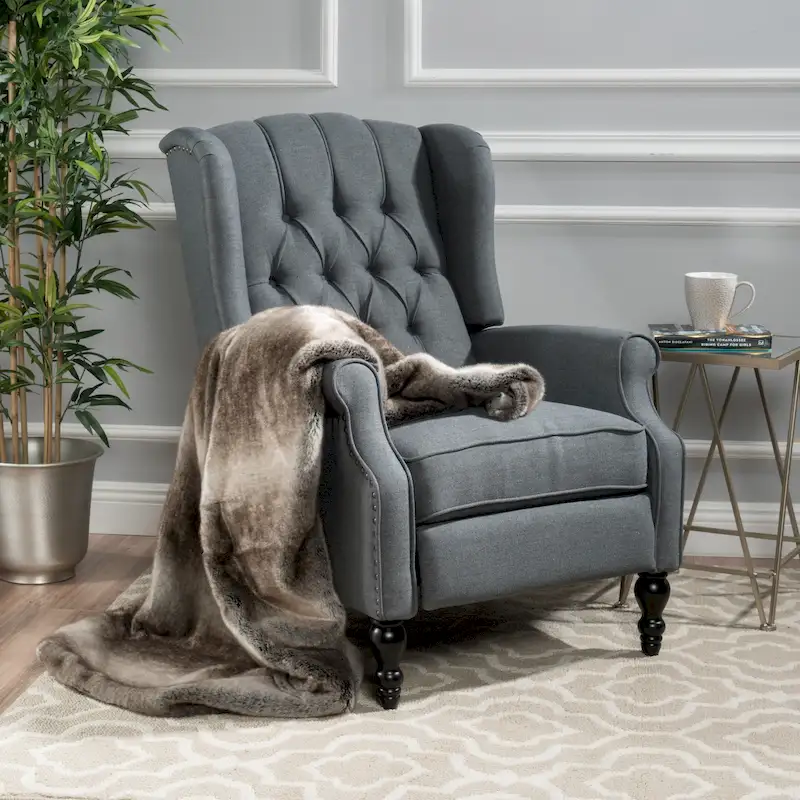 Walter Tufted Fabric Wingback Recliner Club Chair by Christopher Knight Home