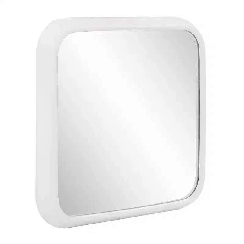 Howard Elliott Contemporary Curved Square Framed Wall Mirror White: 16.5" Modern Polyurethane, No Assembly Required