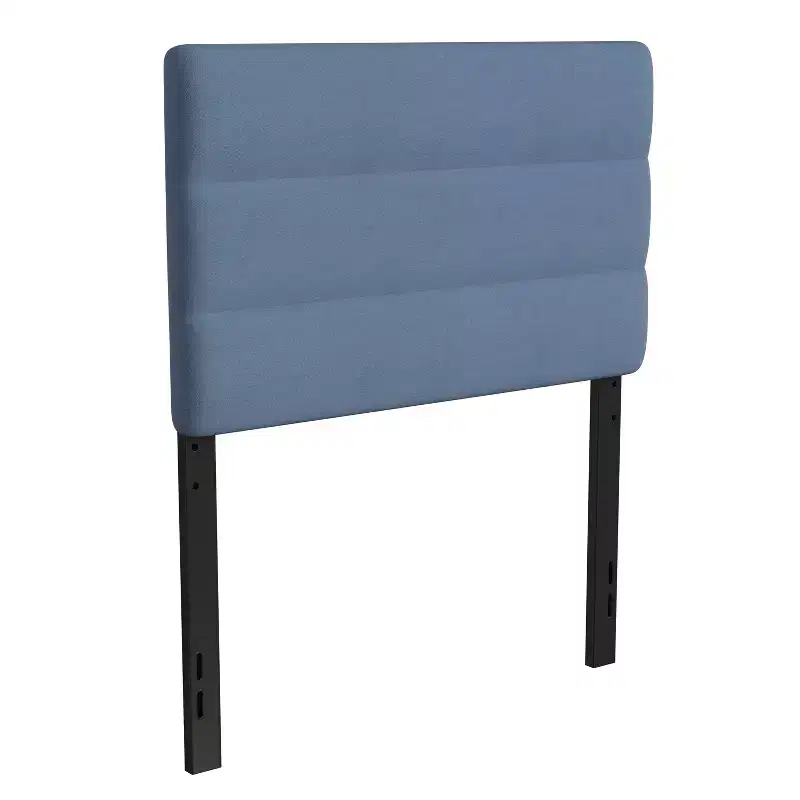 Upholstered Headboard with Horizontal Line Stitching and Adjustable Height Rails