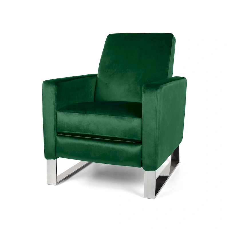 Brightwood Modern Velvet Recliner w/ Steel Legs by Christopher Knight Home