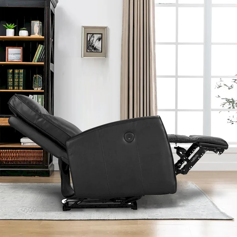 27.75 Width Genuine Leather Power Recliner Couch With USB Charger