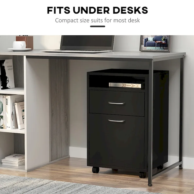 Modern Mobile Storage Cabinet with 1 Shelf,1 Drawer and 1 Cabinet, Printer Stand with Castors