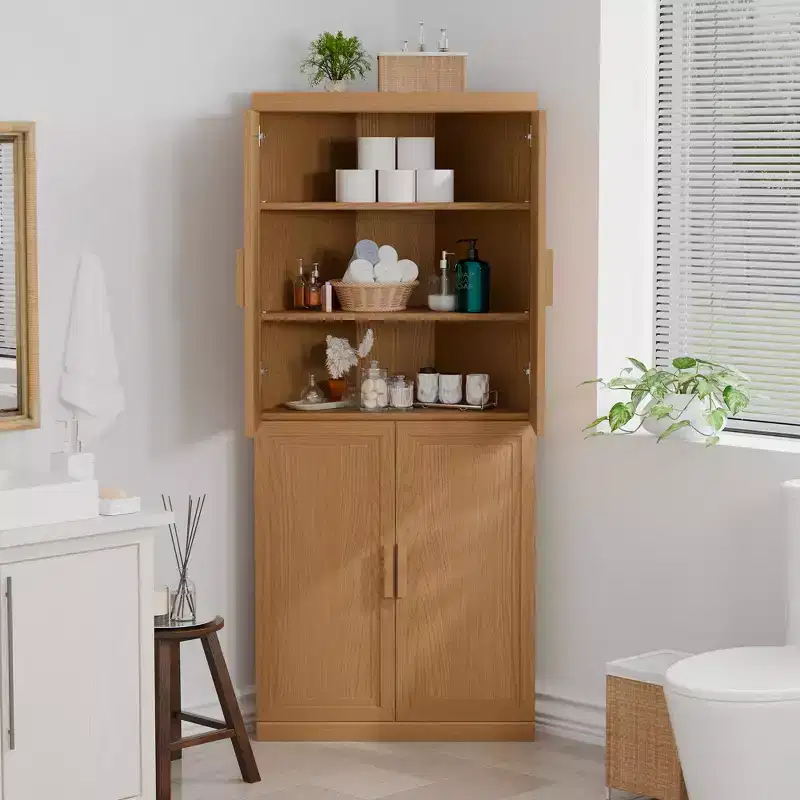 MAYEERTY Modern 4 Doors Utility Storage Cabinets Efficient Storage for Living Room Dining Room Bedroom Beige 2 Piece