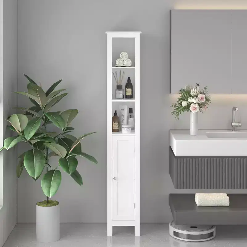 Bathroom Storage Cabinet with Adjustable Shelves and Reversible Doors