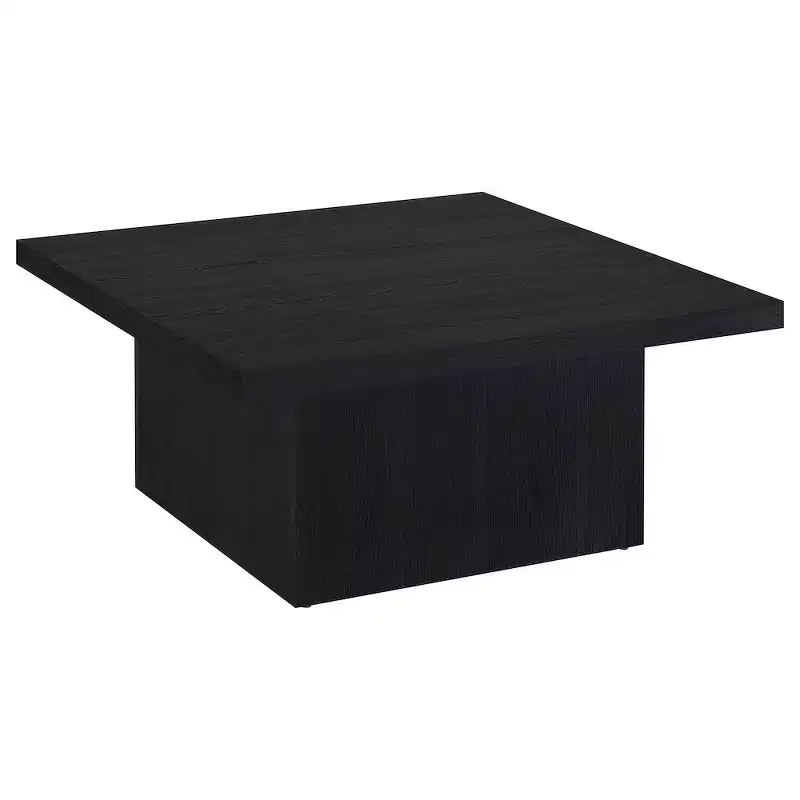 Square Engineered Wood Cocktail Coffee Table - Matte Black with Wood Grain Veneer
