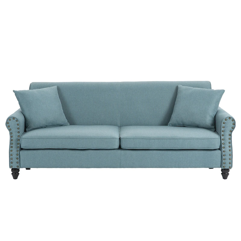 73 Nailhead Trim Sofa Rolled Arms Upholstered Loveseat