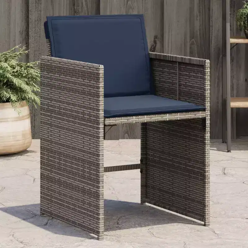 vidaXL Patio Chair Grey PE Rattan Standard Foldable Patio Chair