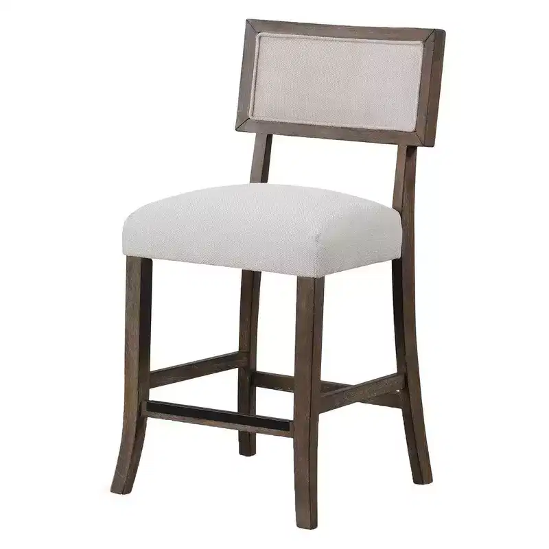 Royal Hampton Counter Stool Chair Set of 2, Dark Walnut Brown, Gray Seat