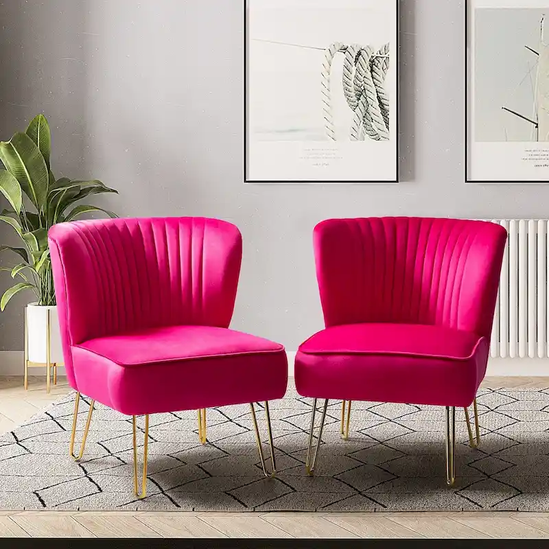 Barto Upholstered Side Chair with Tufted Back Set of 2 by HULALA HOME
