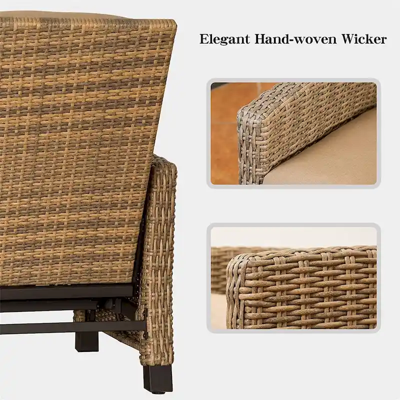 CUSchoice All-Weather Wicker Recliner with Cushion