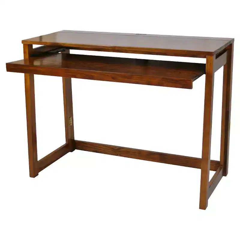Folding Computer Desk with 4 Port USB Charging Station Walnut
