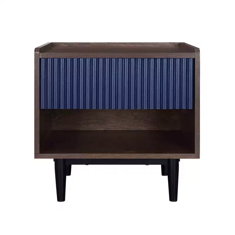 Duane Modern Ribbed Nightstand with Drawer - Manhattan Comfort