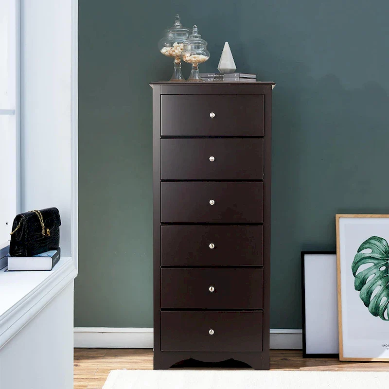 6 Drawer Chest Wooden Dresser Clothes Organizer Bedroom