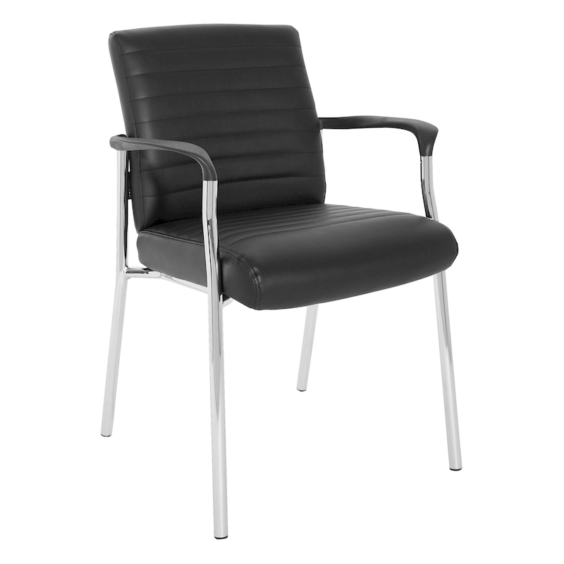 Guest Chair with Faux Leather and Chrome Frame