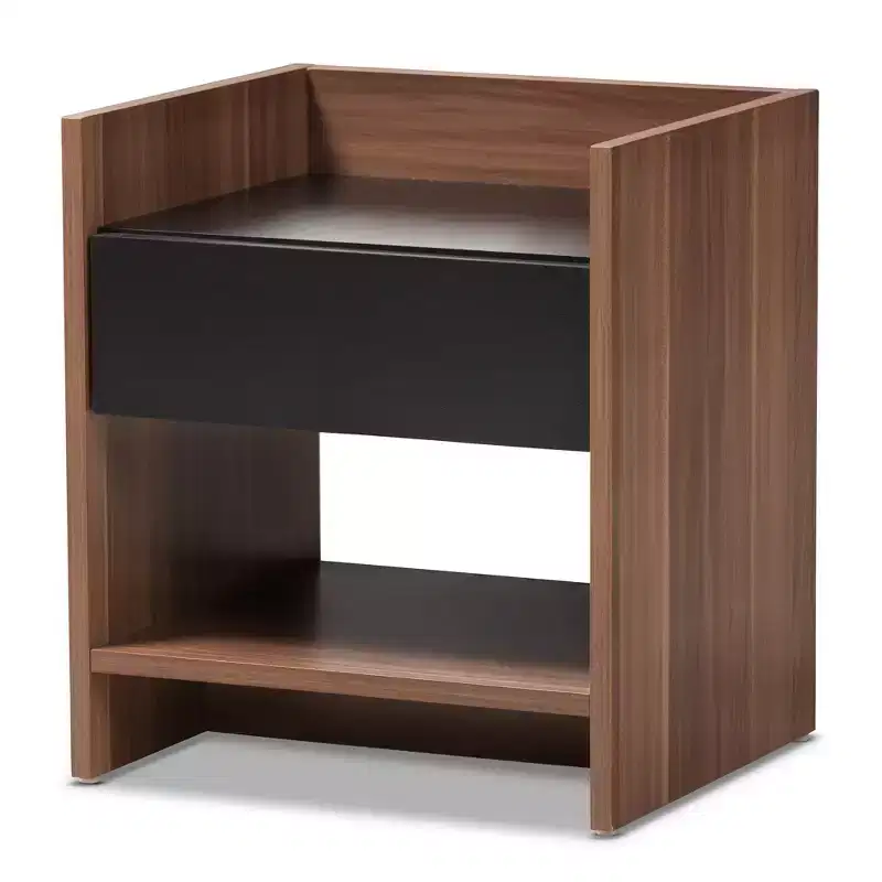 Modern Two-Tone 1-Drawer Nightstand with Open Shelf