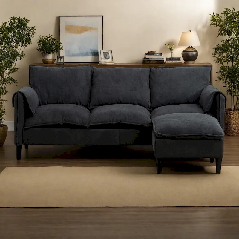 78.74 3-Seater L-Shaped Convertible Sectional Sofa with Footstools and Storage