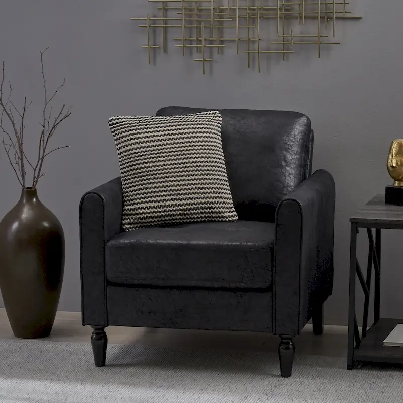 Modern 31 Microfiber Club Chair with Tapered Legs and Thick Seat Cushions