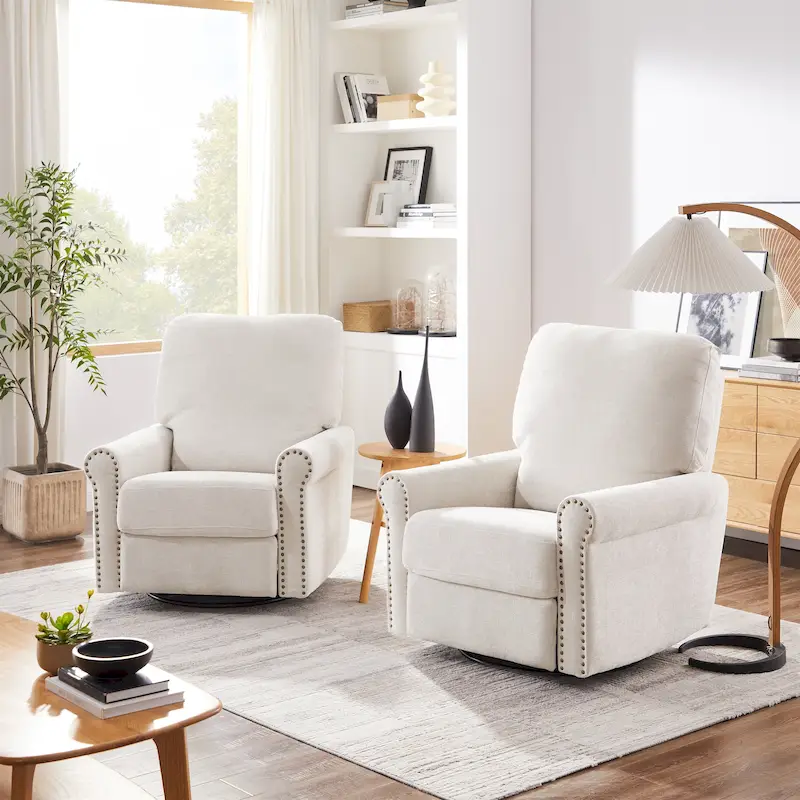 Heido 360 Degree Swivel Glider Manual Recliner Leisure Chair Set of 2