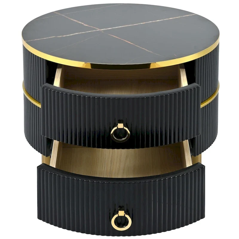 Mieres Modern Stackable Coffee Table, Nesting Coffee Table Set of 2, Side Tables with Brown Tempered Glass Tabletop
