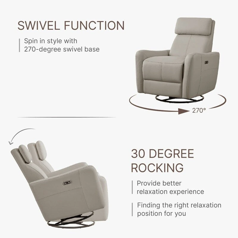 Merlin Power Swivel Glider Rocker Recliner Nursing Chair Recliner