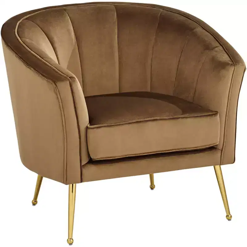 55 Downing Street 55 Downing Leighton 35 3/4 Wide Brown Velvet Tufted Arm Chair