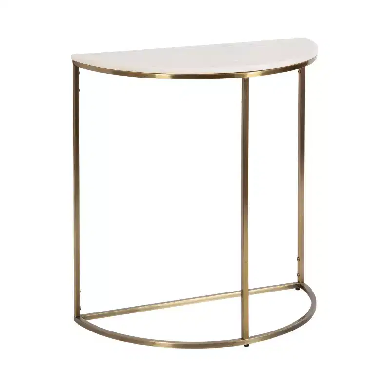 Half-Circle Marble Console Table, 28x14x30, White